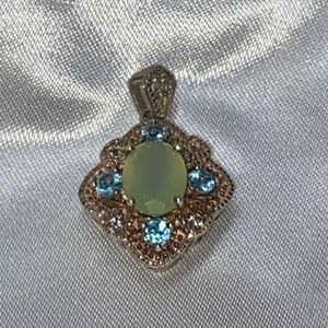 Sterling Silver Aquamarine Citrine Pendant
